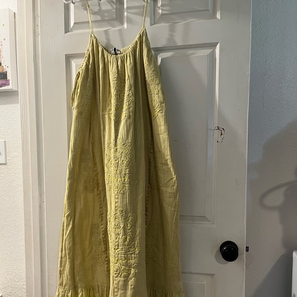 Zara Mustard Embroidered Dress